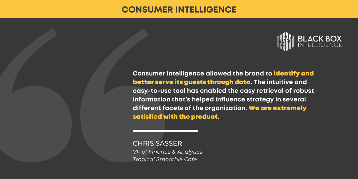 Tropical Smoothie testimonial about Black Box Consumer Intelligence